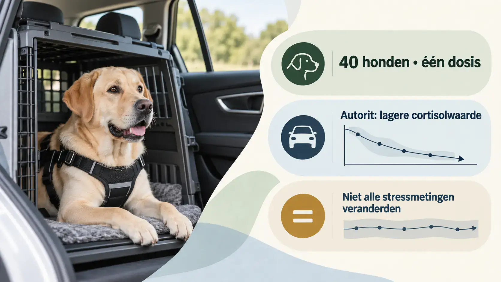 Onderzoek naar CBD-olie en stress bij honden Een hond die hijgt, piept, trilt of onrustig blijft bewegen tijdens een autorit kan duidelijk gespannen zijn. Ook tijdelijk alleen zijn kan bij sommige honden leiden tot janken, rusteloosheid en voortdurend wachten bij de deur. Kan CBD-olie iets betekenen in zulke situaties? Een geblindeerd en placebogecontroleerd onderzoek met [&hellip;]